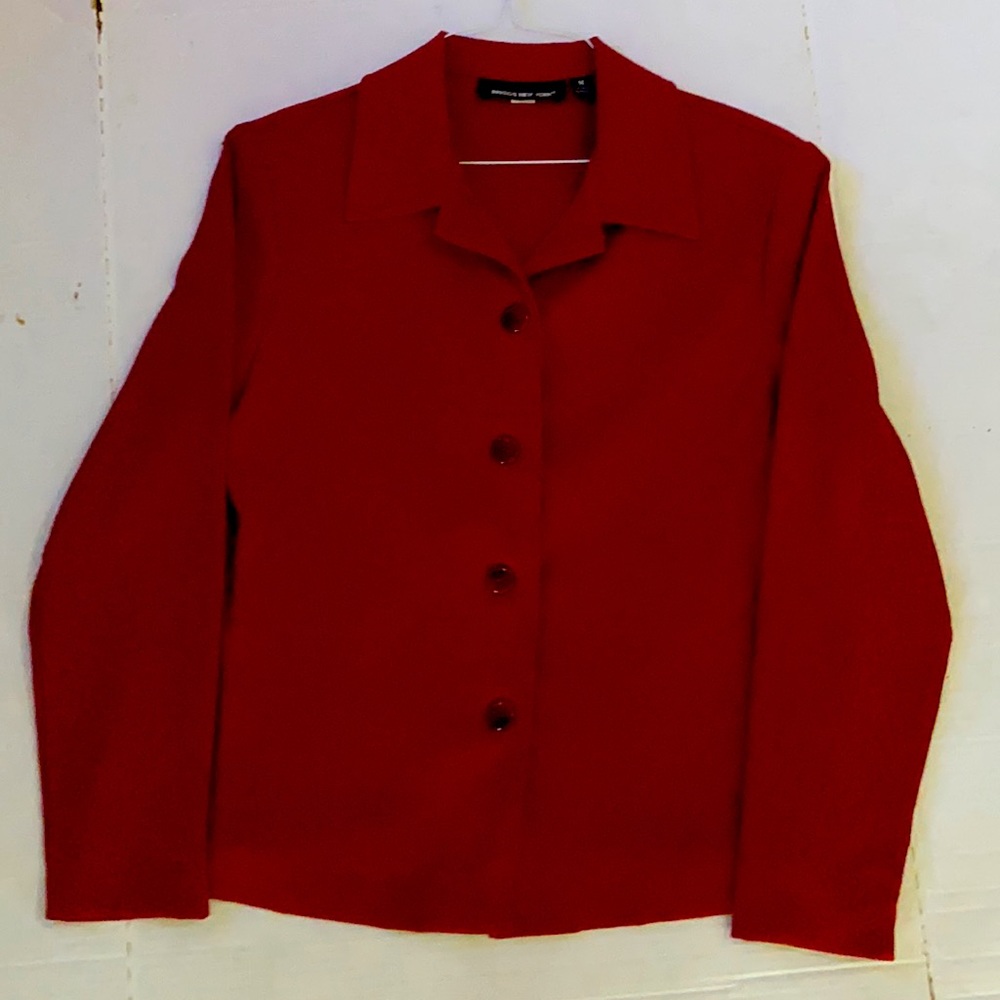 NWOT Briggs New York Women Medium Collared Buttoned Waist-Length Suit Jacket
